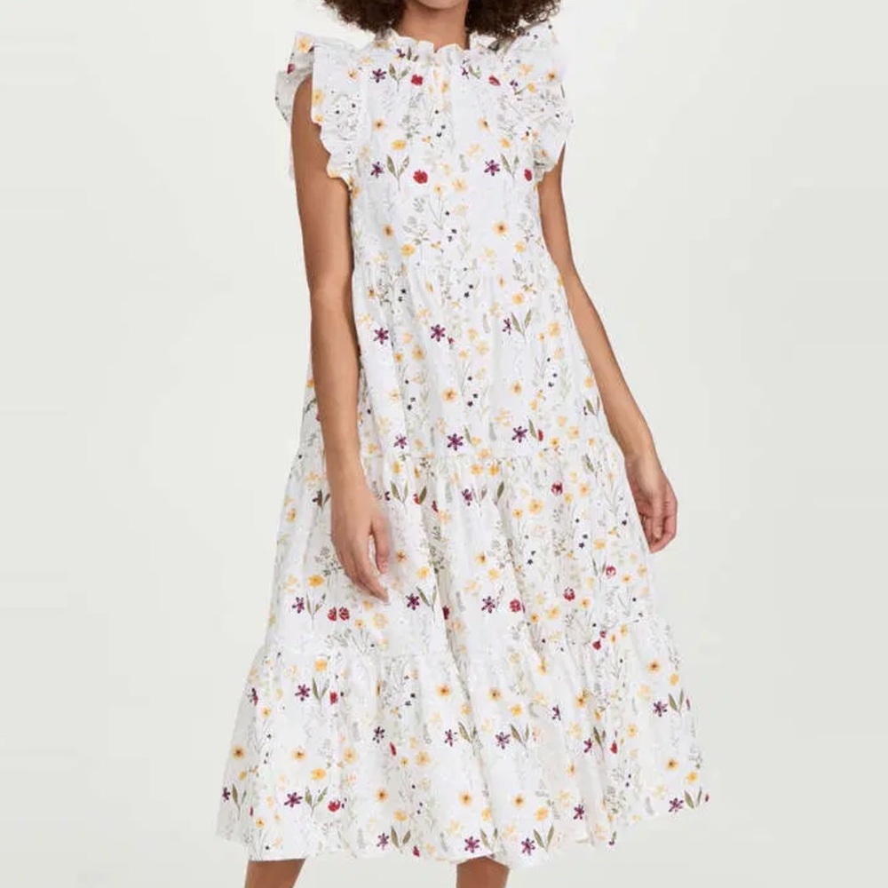 En Saison White Ruffled Tiered Maxi Dress